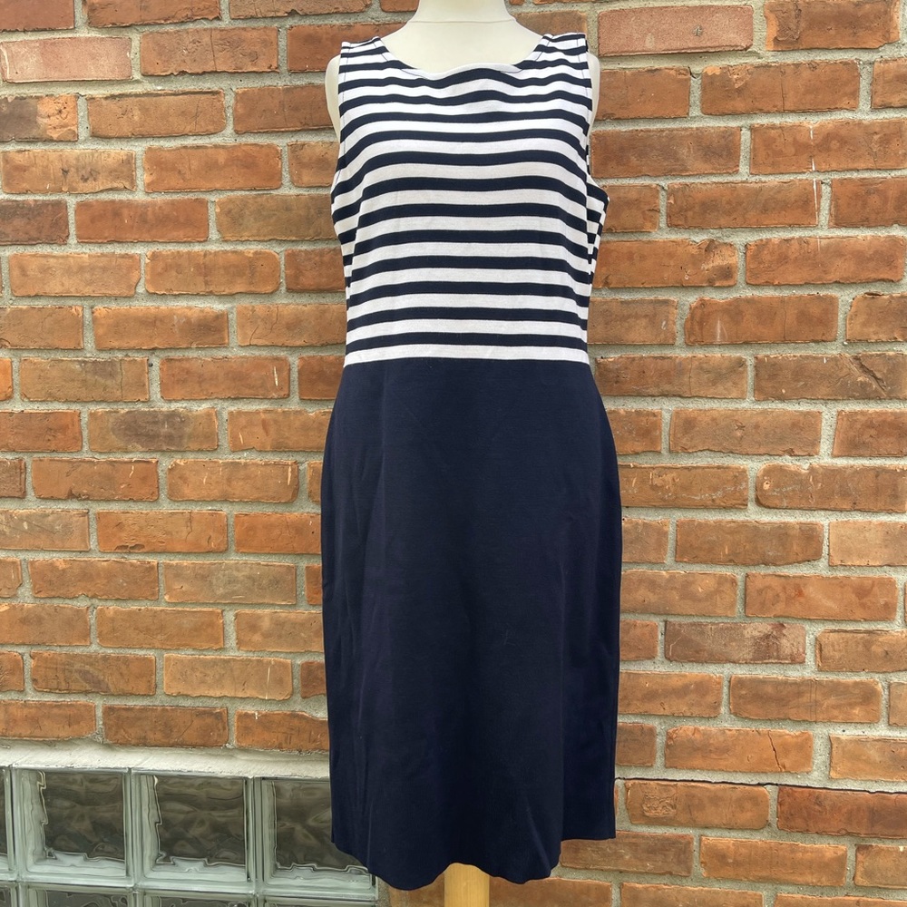 St. John Striped Wool Blend Sheath Dress